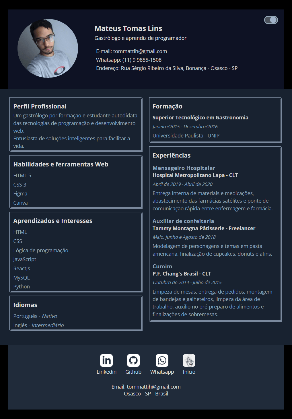 currículo virtual em dark-mode